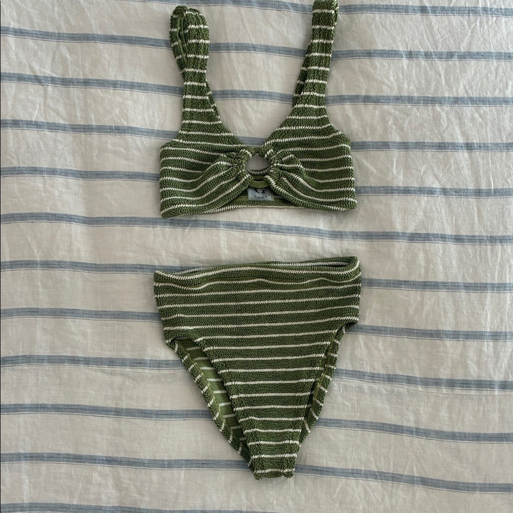 Hunza G Green Striped Bikini